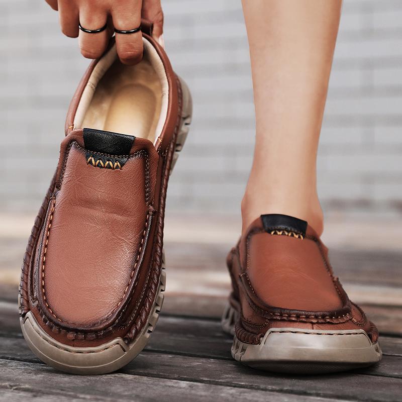 Men's Leather Casual Shoes Handmade Loafers Comfortable Men's Slip On Shoes Flat Moccasins Men's Sneakers