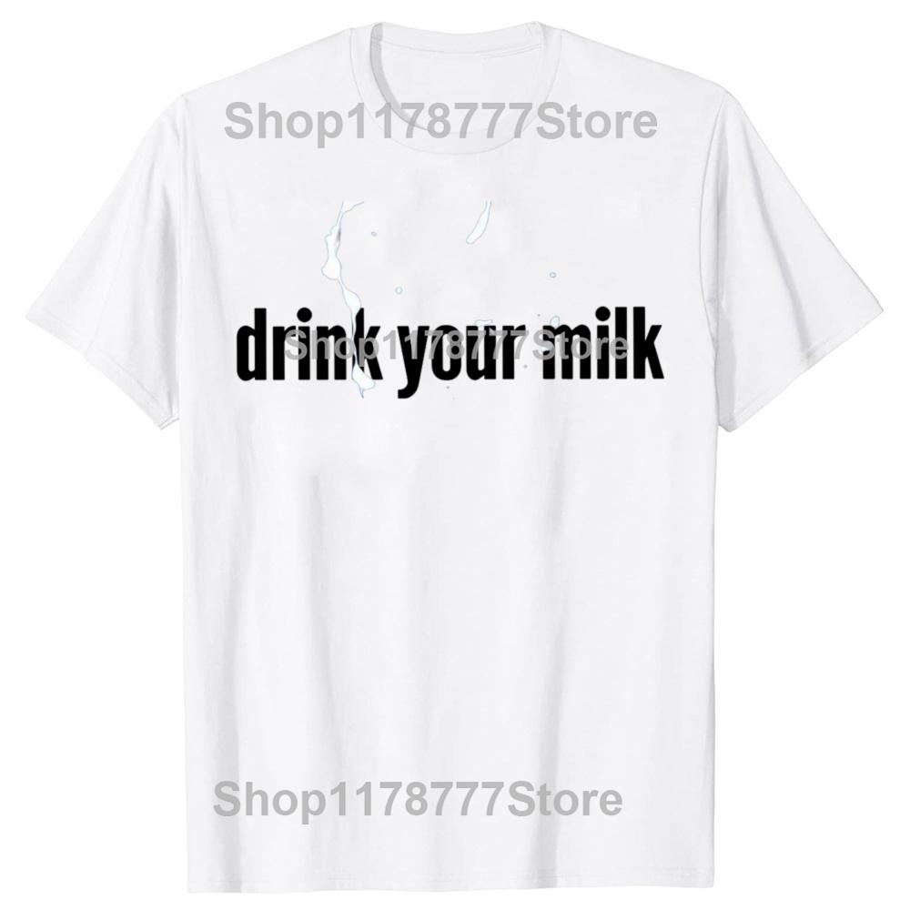 

Смешные Футболки Пей Молоко Streetwear С Коротким Рукавом Подарки на День Рождения Мужская Одежда Мода Повседневная Свободная Тяжелая Футболка S