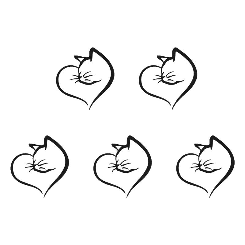 Creative Cats &Heart Pattern Car Sticker Reflective Safety Decal Strong PVC Decal for Vehicle Glass Night Driving