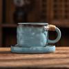 Handmade Retro Ceramic Coffee Cup and Saucer Set - Creative, Simple Design