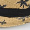 Summer braided sunshade top hat Men's coconut tree printed beach sunscreen hat Small brim paper jazz hat Sunscreen sun hat