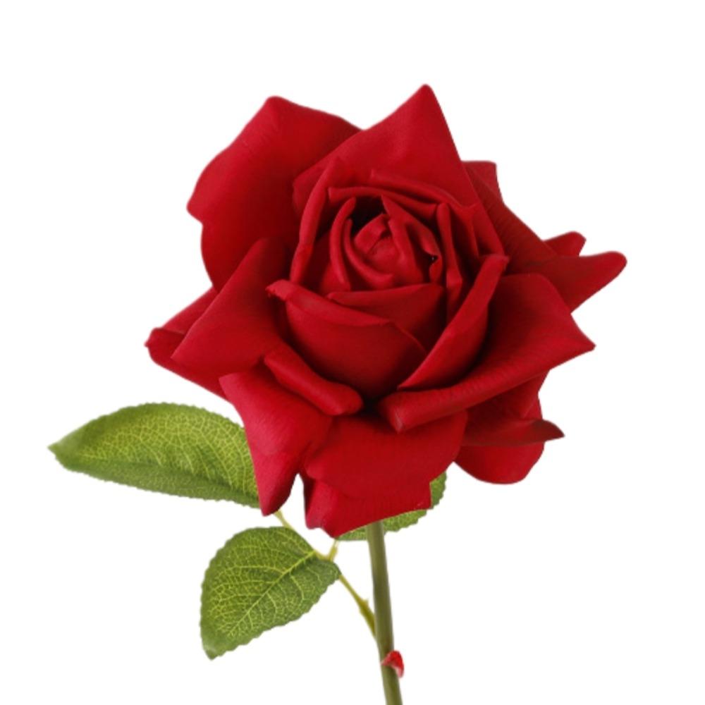 

Handmade Simulation Big Rose Realistic Faux Rose Branch Vase Decor Fake Flower Mother s Day Gift Red 73cm