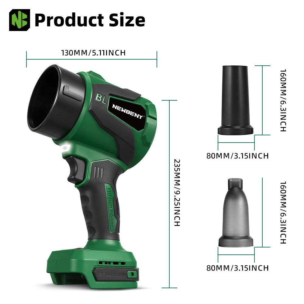 Newbeny 2IN1 Brushless Electric Turbo Blower Jet Fan 650M/S 3000W Violent Car Dryer Snow Dust Blowing Tool For Makita Battery