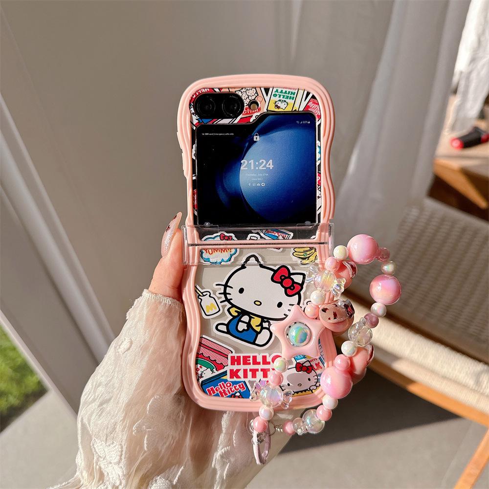 Hello Kitty Soft PC Protective Case with Lanyard for Samsung Galaxy Z Flip Series