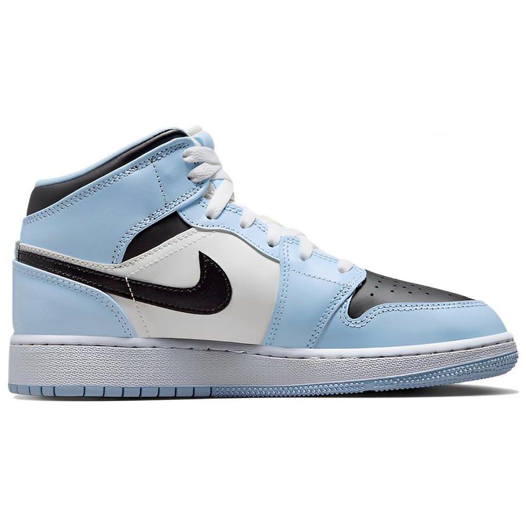 Jordan Kids' Air Jordan 1 Mid GS Ice Blue Black Sail White 555112-401