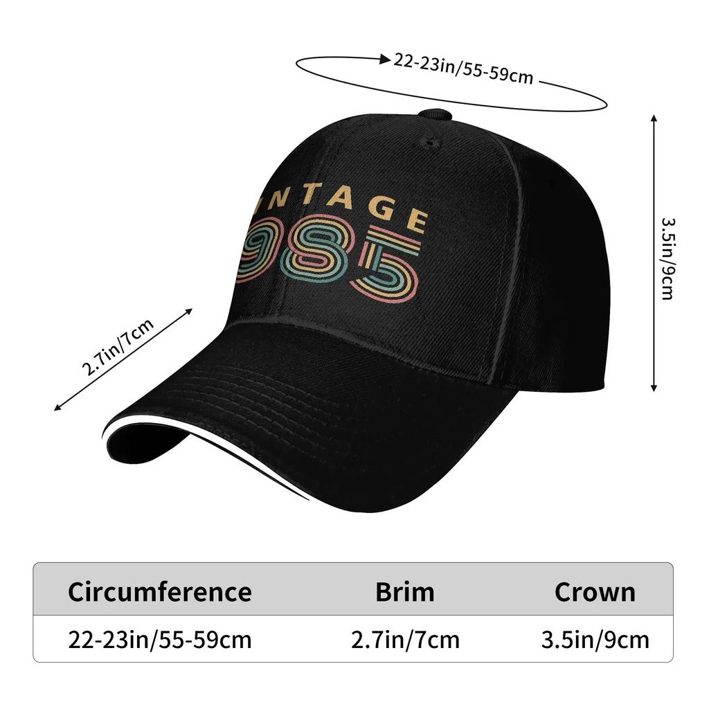 Women Men Vintage 1985 Made In 1985 Outdoor Hat Spring  Adjustable Cap Casual Baseball Cap Hip Hop Sunscreen Hats