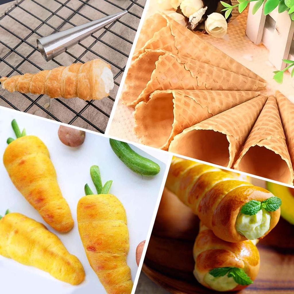 5/10Pcs Baking Cones Stainless Steel Spiral Croissant Tubes Cream Horn Bread Pastry Cake Mold Cookie Dessert Kitchen Baking Tool