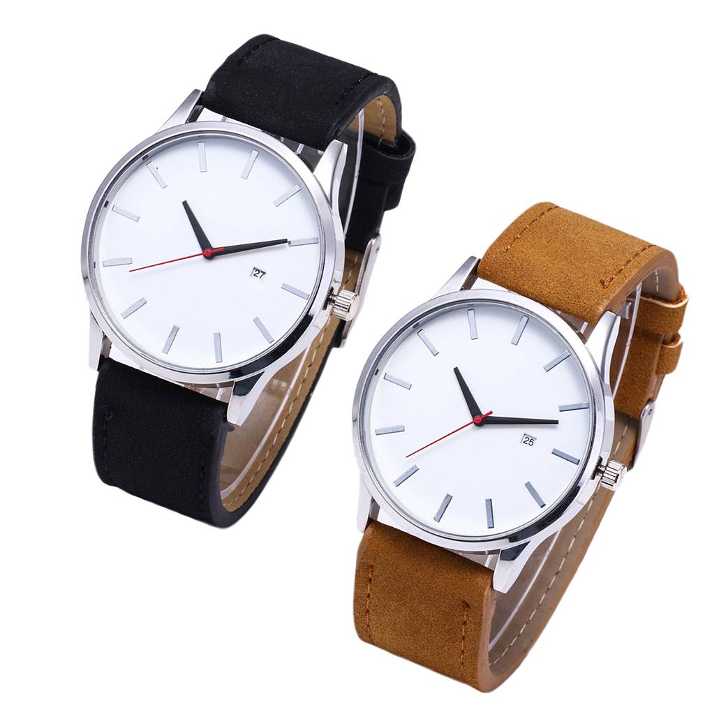 Men PU Leather Wristwatch Male Boy Sports Boy Sports Casual Fashion Watch Student Wrist Clock Timer