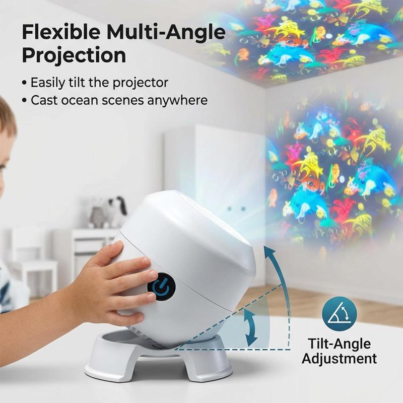 Led Ocean/Snowflake Projector Light 360 Degree Rotating Dynamic Night Light Rechargeable Usb Powered Ambient Lamp Decorative Lighting