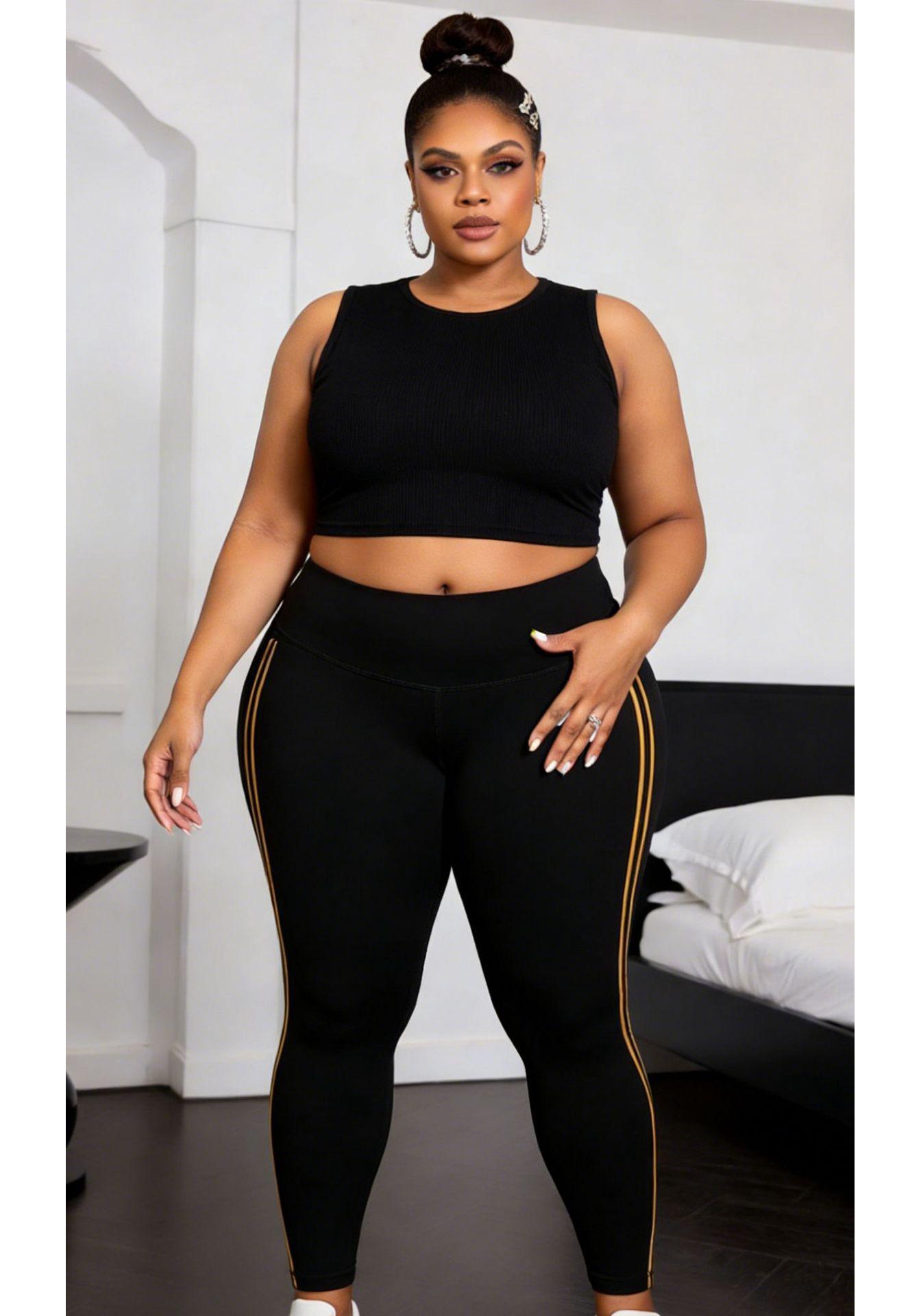 Plus Size High Waist Women s Fitness Pants with European and American Print XL