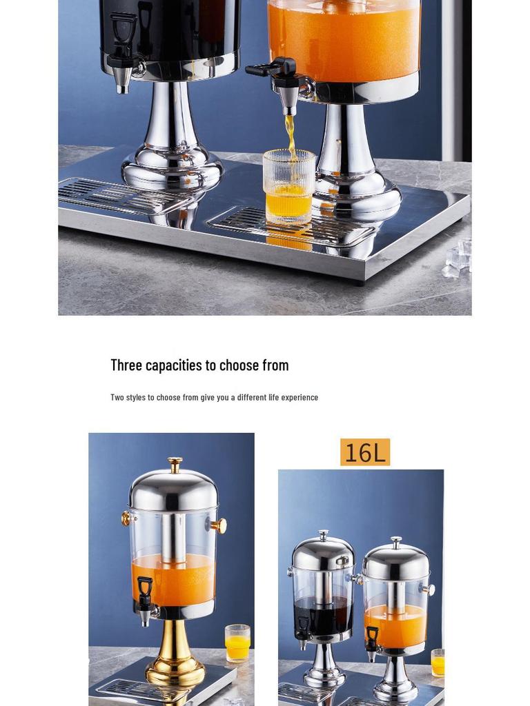 Stainless Steel Buffet Juice Dispenser with Faucet - Large Capacity Cold Drink Machine, Single or Double Head Options