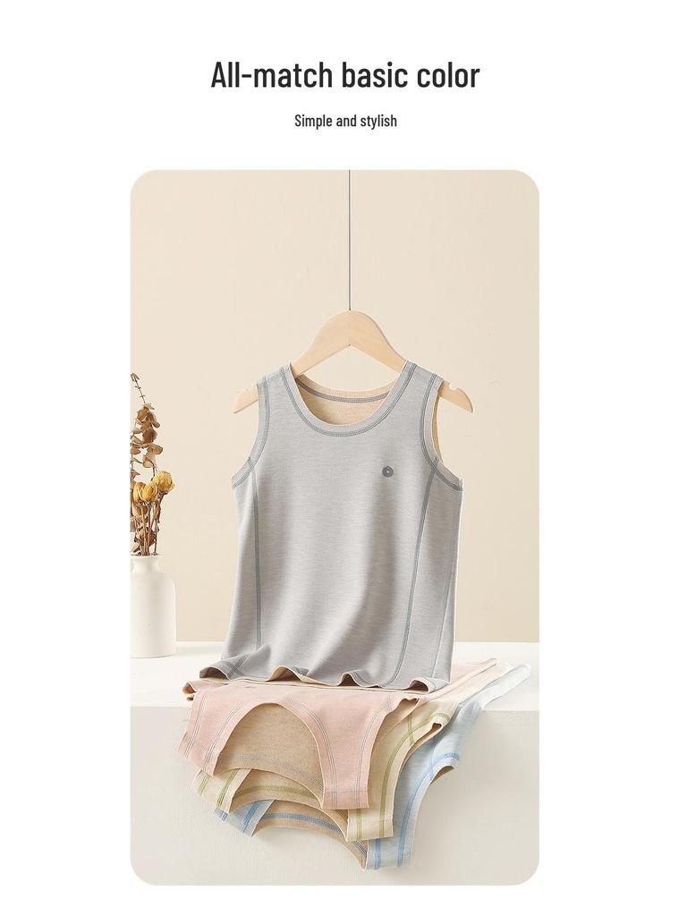 Kids' Silk Cashmere Warm Vest - A-Class Sleeveless Base Layer for Boys and Girls, Ideal for Autumn and Winter