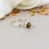 Tiger Eye 925 Sterling Silver Brown Round Shape Gemstone Handmade Cat Ring Jewelry For Women