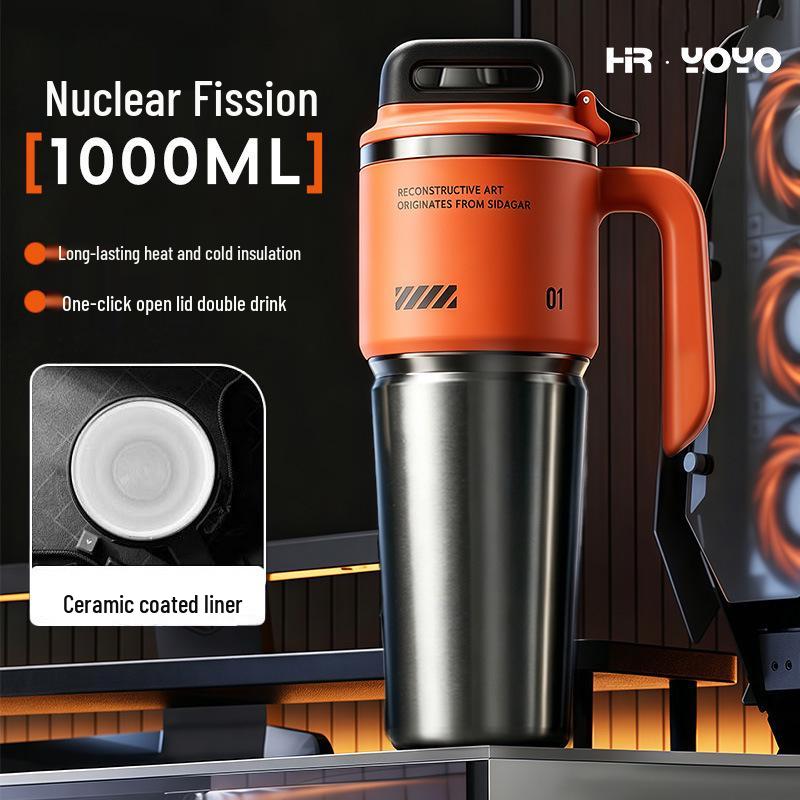 Large Capacity 316 Stainless Steel Insulated Cup with Straw and Portable Handle
