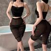 Sexy suspender hip skirt flirting lace hot transparent uniform seduction women's pajamas free set 