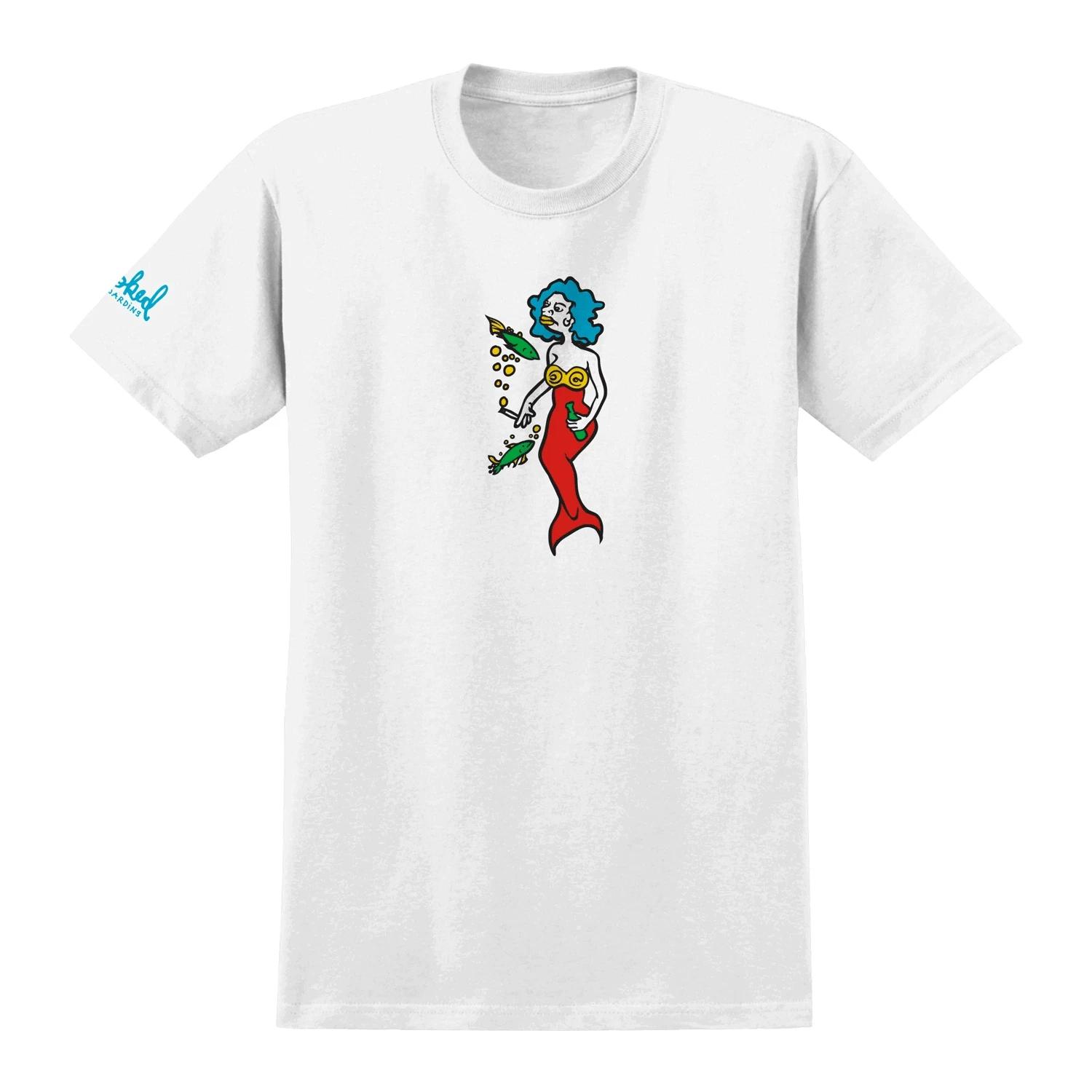 Krooked Skateboards Shirt Mermaid White/Blue 4XL