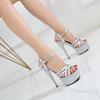 Summer Stiletto Cross-Strap Roman Sandals, 15cm Platform High Heels for Women
