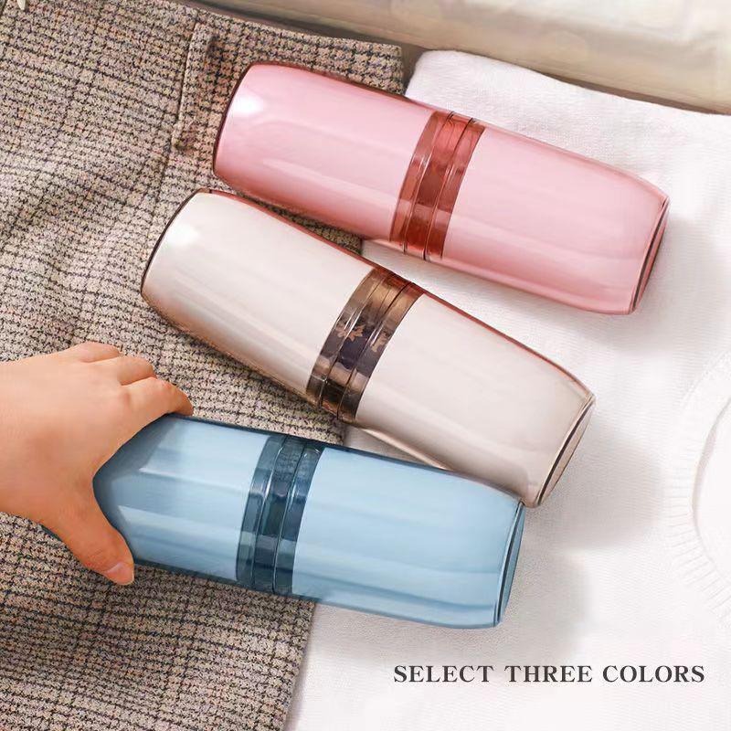 2/4 Tassen Zahnbürstenaufbewahrungsbox Tragbarer Mundspülbecher Zahnpasta-Aufbewahrungsbox Toilettenartikel Reisezubehör Tragbarer Zahnbürstenbecher