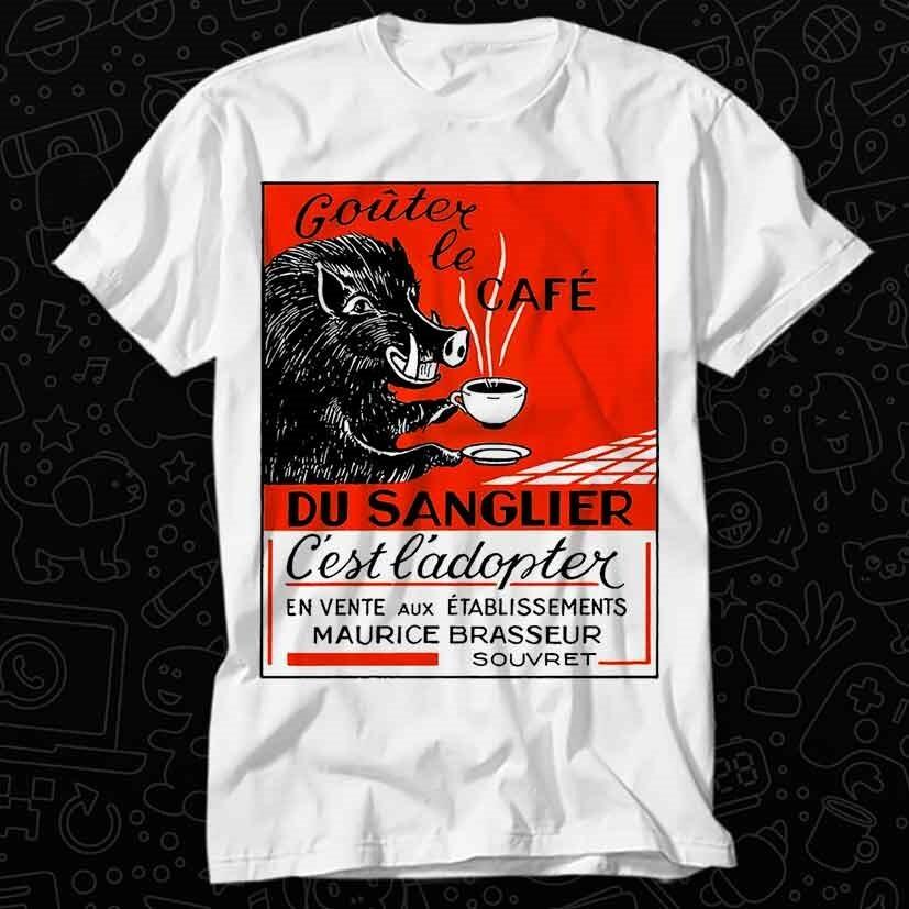 

Antique Belgian Coffee Boar Advertising T Shirt 536 S