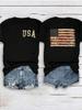 T-shirt z krótkim rękawem z nadrukiem flagi amerykańskiej i sloganem Koszulki graficzne