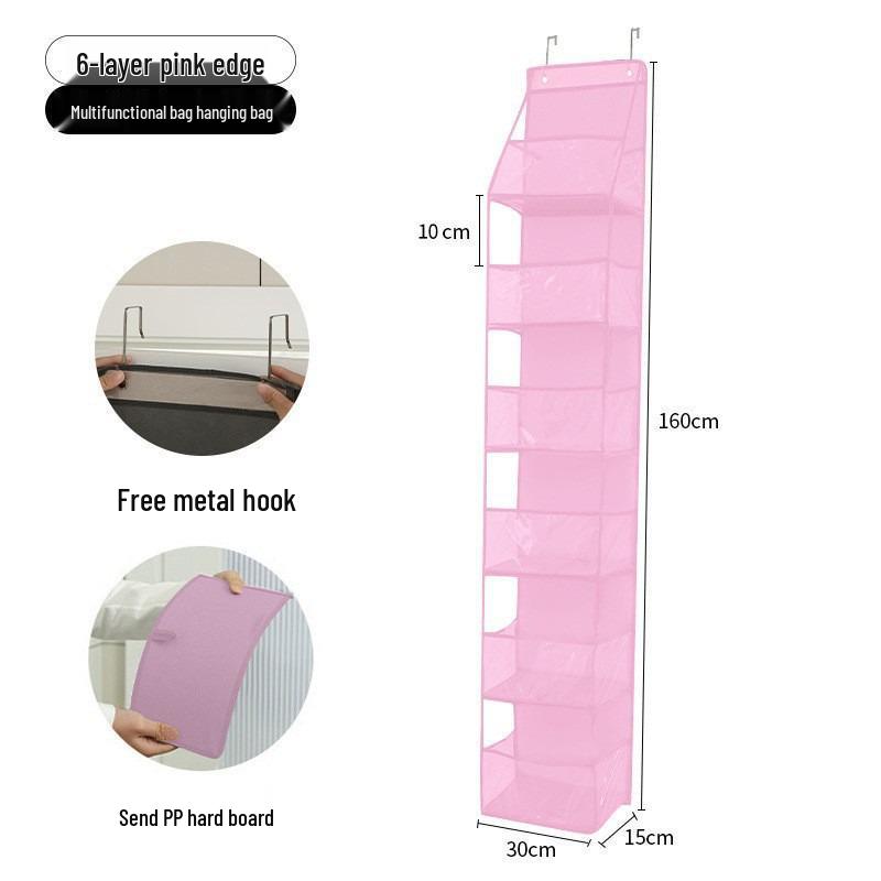 Wall-Mounted Mesh Storage Bag: Layered Hanging Organizer with Transparent Design
