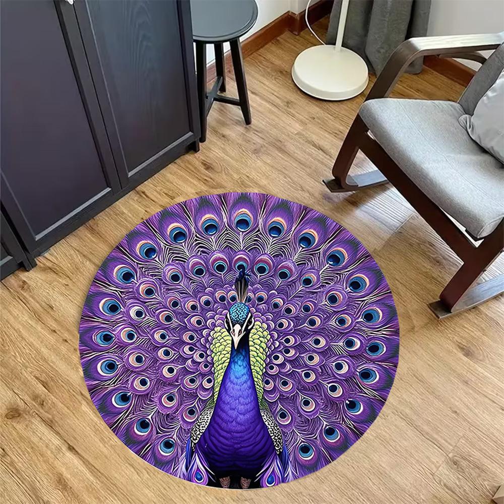 1pc Home Carpet Peacock Design Non-slip Rug for Office Decor and Living Room Gift Ideas