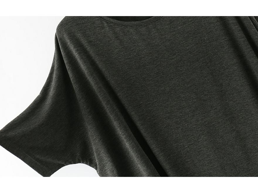 Dámské Modalové Tričko Plus Size s Netopýřími Rukávy - Volné, Kulatý Výstřih, Střední Délka, Letní Top s Krátkým Rukávem