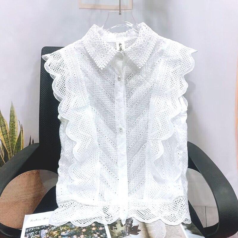 Chemisier Sans Manches LANVIN Col à Volants - Blanc - Taille FR36 US4 - Neuf Avec étiquettes