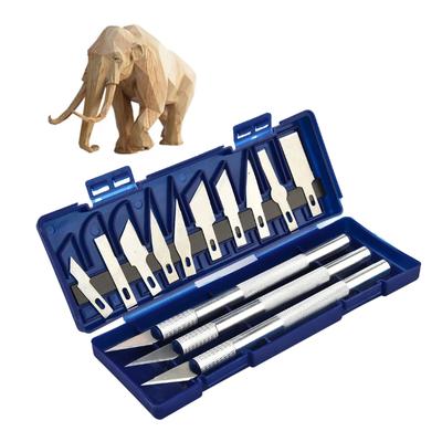Set Taglierini di Precisione 13 Pezzi Set Utensili a Mano Exacto Hobbistica Artigianato Taglio Carta Intaglio Alluminio Lega Lame Taglierino Fai da Te con Scatola