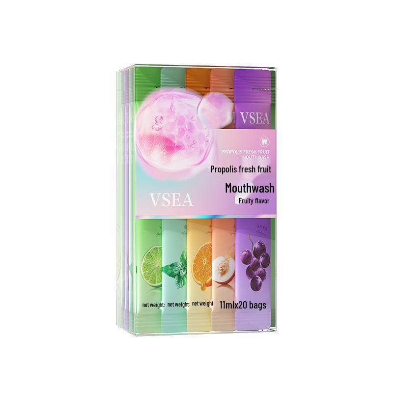 Portable Probiotic Mouthwash: Single-Use Pack for Fresh Breath & Odor Elimination with Long-Lasting Fragrance.
