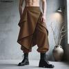 INCERUN Men Back Elastic Waist Ruffled Layers Casual Long Harem Pants Trousers