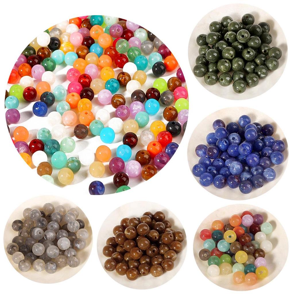 8-10mm Small Round Acrylic Beads for DIY Children's Necklaces and Earrings