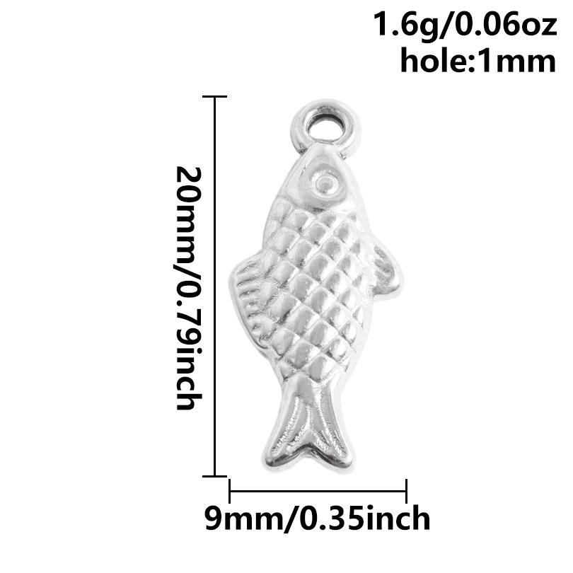 6pcs Different Bone Tail Fish Charm Ocean Animal Pendants Stainless Steel Charms For Jewelry Making Supplies Handmade Materials