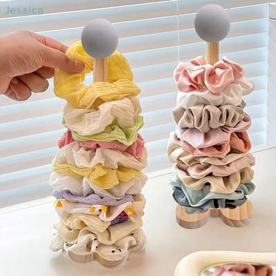 Wood Desktop Hair Scrunchies Hairpin Organizer Jewelry Bracelet Organizer Display Holder Girls Headband Display Stand