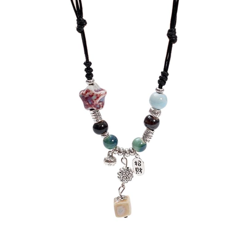 Keramikperle Wassertropfen Anhänger Choker Verstellbare Größe Böhmisches Halsband Damen