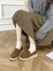 Old Qian Fengpo Heel Loafers Women's 2025 New Mao Mao Thick-soled One-pedal Single Shoes Linen Straw Fisherman Shoes