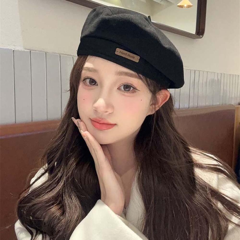 Solid Color Woolen Beret Warm Winter Beanie Sunshade Bonnet Painter Cap Fashion Girls
