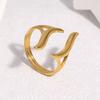 Middle Finger Ring Opening Adjustable Fit Women Ring Stainless Steel Texture Curved Geometric Shape Finger Band Jewelry Gift