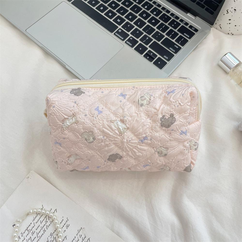 Roze Bloem Vrouwen Schattige Make-up Tas Reis Organizer Cosmetica Munten Handtas Pouch Meisjes Schattig Cartoon Vierkant Rits Cosmetische Tassen