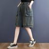 Plus-Size Women's High-Waist Retro Denim Shorts - Distressed, Washed, Wide-Leg, Five-Point, Versatile Summer Wear