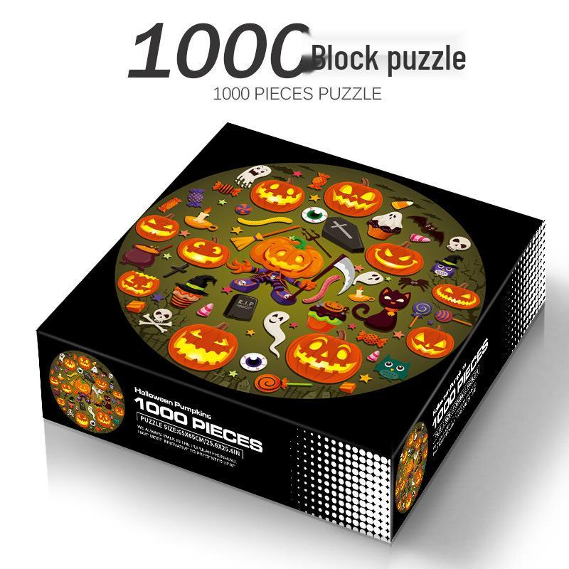 1000-Piece Adult Christmas & Halloween Round Jigsaw Puzzle Decompression Toy
