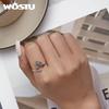 WOSTU 925 Sterling Silver Punk Skull Hand Opening Rings With Red Heart CZ Women Hip Hop Special Holiday Jewelry Gifts Halloween