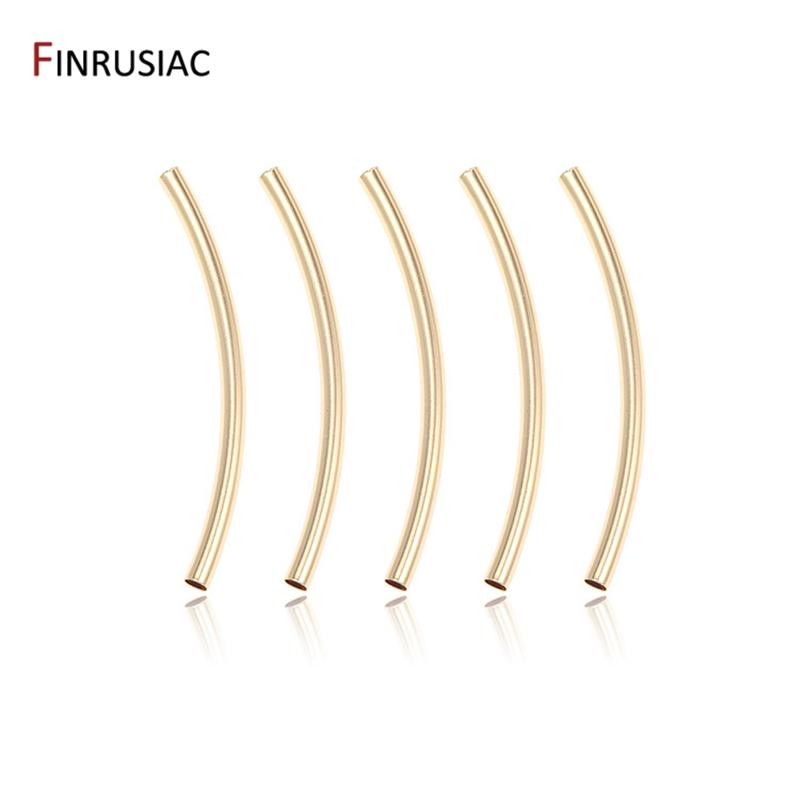 

14k Gold Plated Brass 35mm Long Curved Tube Beads Accessories For Jewelry Making Accessories Supplies Findings Wholesale 10 Pcs