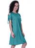 Moomaya Cold Shoulder T-shirt Dress Round Neck Casual Knee Length Summer Dresses For