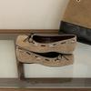 2025 Autumn and Winter New Square Head Shallow Mouth Suede Metal Buckle Bow Inner Slope Heel Commuter Work Women's Single Shoes