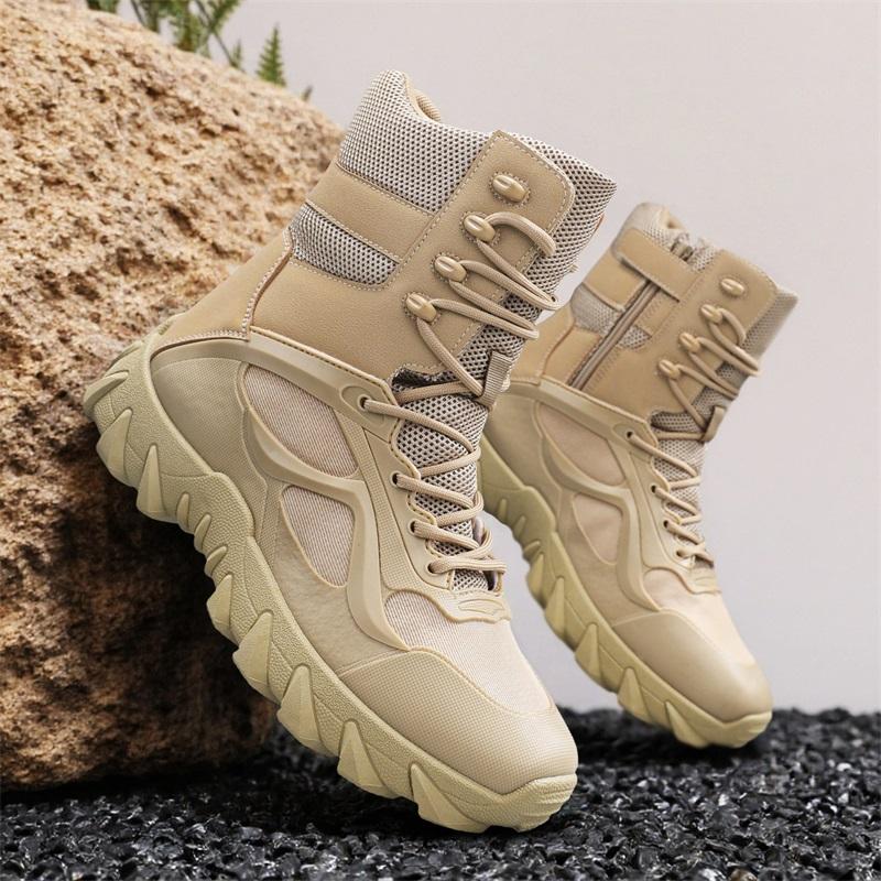 Men's Suede Outdoor Hiking Boots Non-Slip Hard Grip Sole Tactical Work Boots Mountain Trekking Camping Special Force Desert Boot