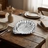 Vintage Dessert Plate Shell Shape Silver Color Embossed Food Tray Decorative Embossed Details Shell Shaped Dish Photo Props