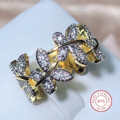 Luxury Butterfly Shape Zircon Gold Color Rings For Women Fashion Crystal Engagement Ring Party Jewelry Gift