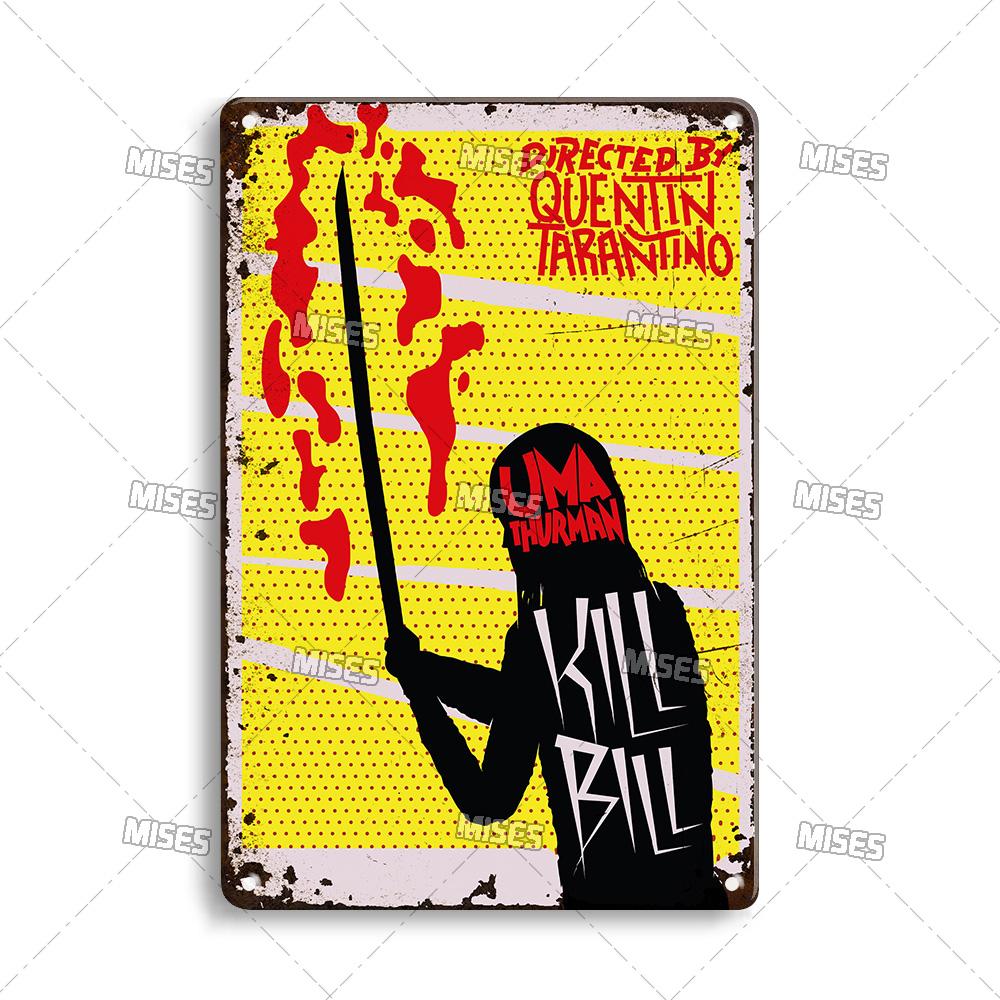 MISES Kill Bill:Sv.1 Klasický filmový bar Kovová cedule Vintage plakát Rezavý kovový talíř Průmyslový dekor Domov Kavárna Klub Kovová plaketa