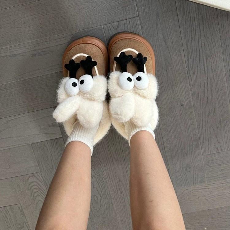 2025 Herbst und Winter neue Maillard rutschfeste warme Schnee dicksöhlige Winter gefütterte verdickte niedliche flauschige Baumwollschuhe